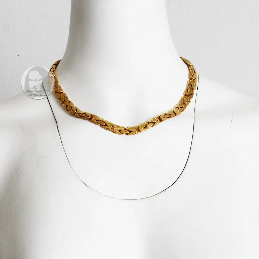 Premier Designs Gold Metal Necklace Chunky V-Shape Costume Jewelry